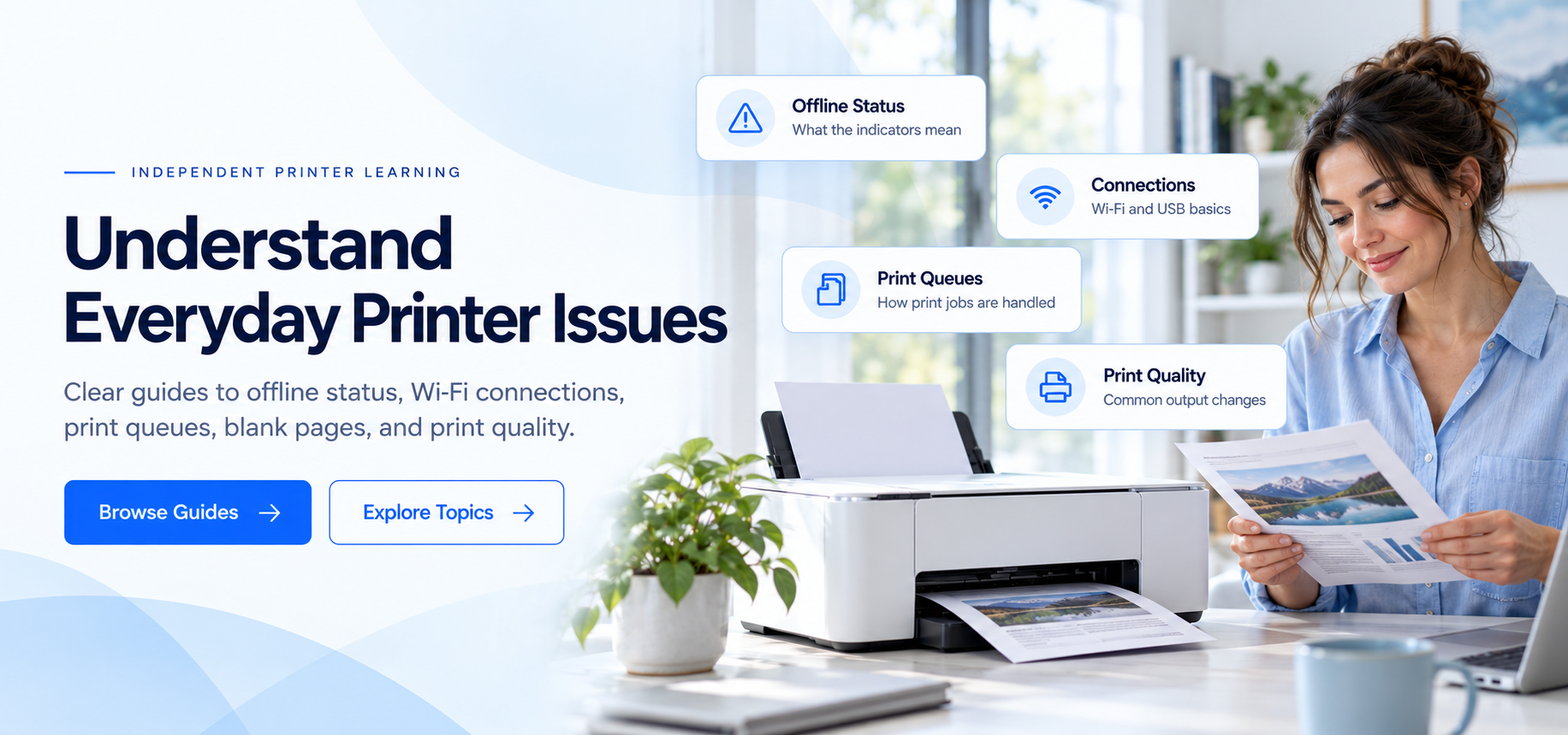 Printer guides banner